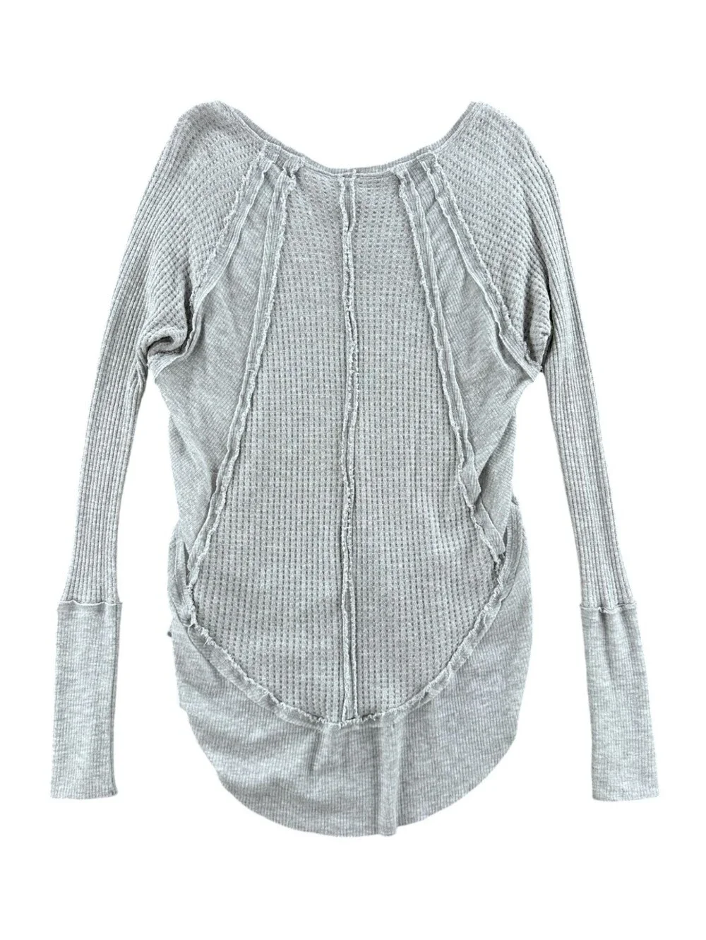 Free People We the Free Laguna Gray Waffle Knit Thermal Tunic Top XS